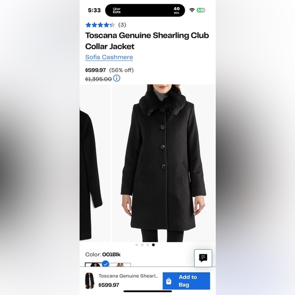 Toscana Genuine Shearling Club Collar Jacket - Sofia Cashmere - Picture 7 of 7